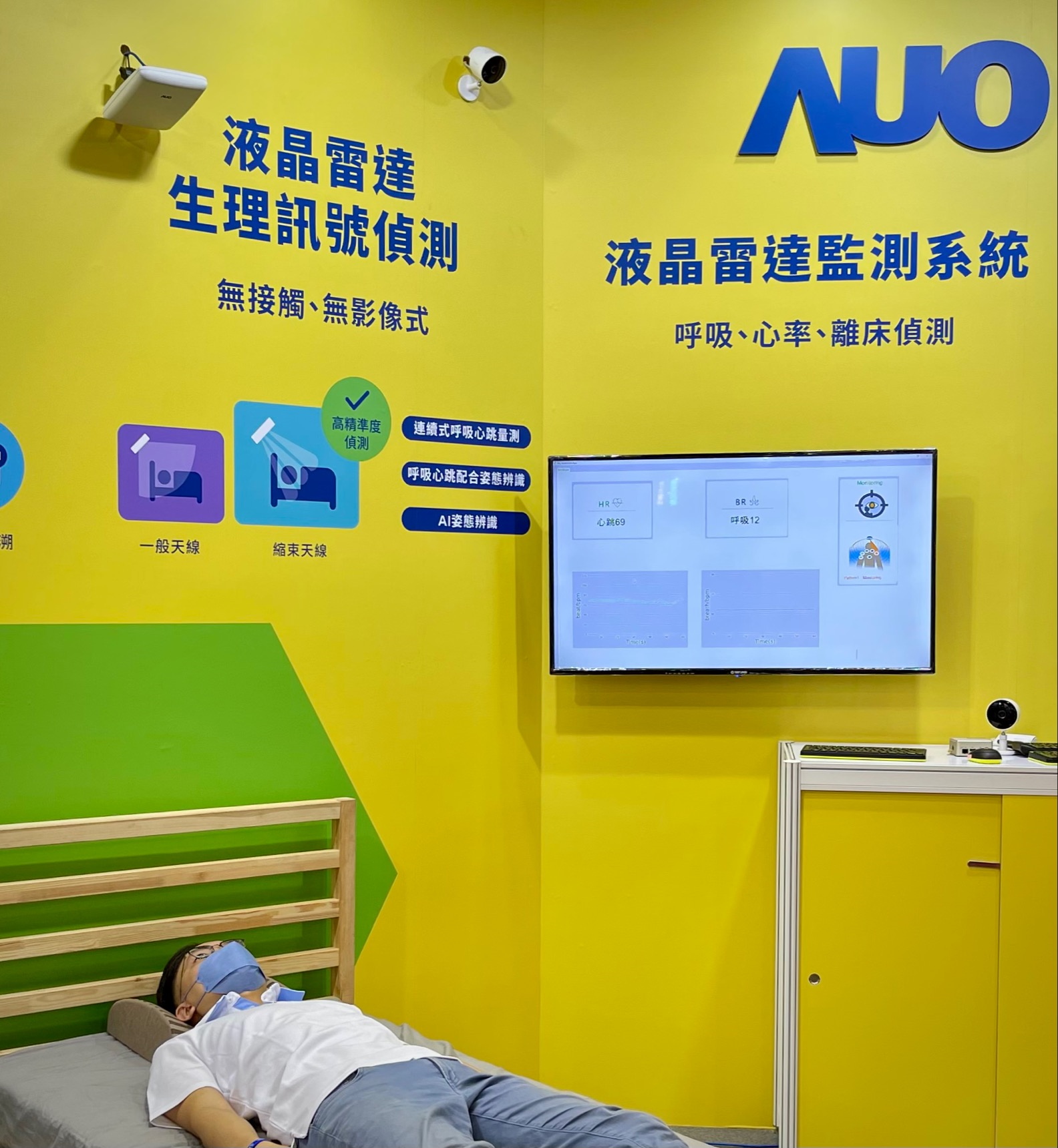 熊猫体育颐康「无接触生理监测雷达」，免除传统线路与贴片束缚，精准侦测呼吸、心跳等重要生理讯号