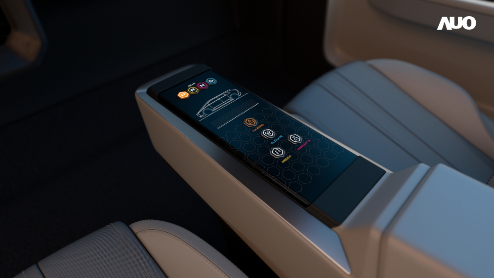 AUO develops the Morphing Center Control with a human-centered approach. Normally, it displays information on the flat surface of the central console. When specific functions are activated, the buttons rise and provide tactile feedback, demonstrating a new way for human-machine interaction